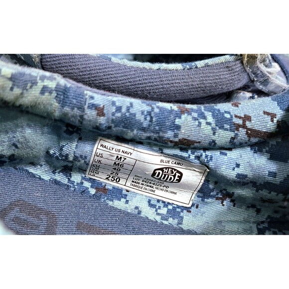 Hey Dude US Navy Camo Blue Wally Sox Mens Size 7 Military Slip On Shoes Sneakers - Picture 9 of 10
